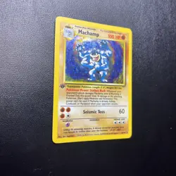 Pokemon Machamp Base Set 1st Edition Holo Card 8/102 - Image 2