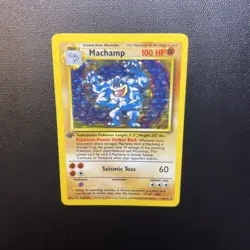 Pokemon Machamp Base Set 1st Edition Holo Card 8/102 - Image 5
