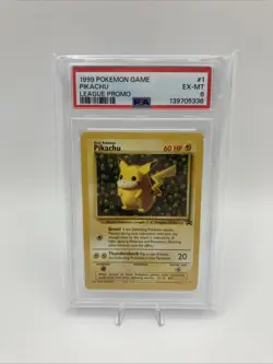 1999 Pokemon TCG Pikachu Black Star Promos League Promo PSA 6 - Image 1