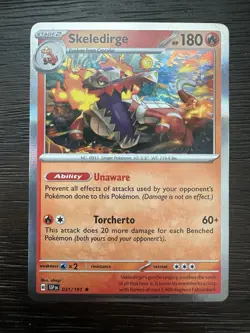 Pokemon TCG Skeledirge Card #031/191 SV08 Surging Sparks Holo - Image 1