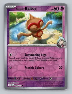 Steven's Baltoy 083/182 Reverse Holo Destined Rivals DRI Pokemon Scarlet Violet - Image 1