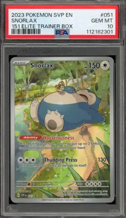 Pokemon Snorlax 151 ETB Promo SVP EN 051 PSA 10 Gem Mint - Image 1