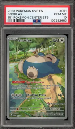 Pokemon Center Stamp Promo Snorlax 151 ETB SVP EN 051 PSA 10 Gem Mint - Image 1