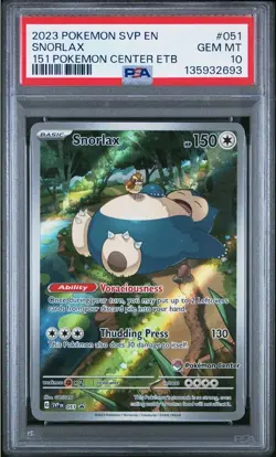 PSA 10 GEM MINT POKEMON SVP 151 POKEMON CENTER ETB PROMO #051 SNORLAX 2025 - Image 1