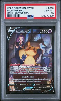 PSA 10 Mimikyu V Trainer Gallery TG16/TG30 Full Art Pokemon Brilliant Stars 2022 - Image 1