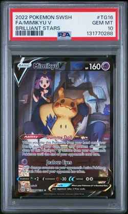 PSA 10 Mimikyu V Trainer Gallery TG16/TG30 Full Art Pokemon Brilliant Stars 2022 - Image 1
