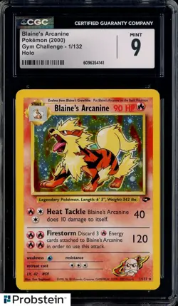 2000 Pokemon Gym Challenge #1/132 Blaine's Arcanine Holo CGC 9 MINT - Image 1