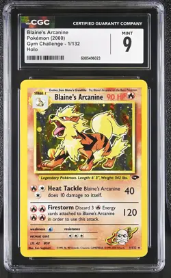 CGC 9 MINT Blaine's Arcanine 2000 Gym Challenge 1/132 Holo Pokemon Card - Image 1
