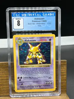 CGC 8 Alakazam 1999 Base Set 1/102 Shadowless Holo Pokemon Card - Image 1