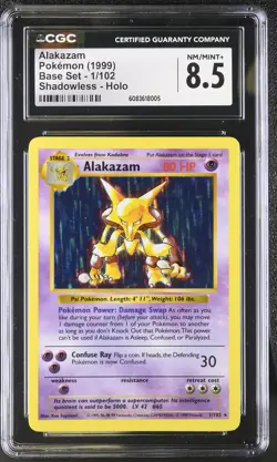 CGC 8.5 Alakazam 1999 Base Set 1/102 Shadowless Holo Pokemon Card - Image 1