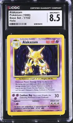 CGC 8.5 Alakazam 1999 Base Set 1/102 Holo Pokemon Card - Image 1