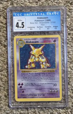 Alakazam 001/102 Base Set (Shadowless) Holo - CGC Graded 4.5 - Not PSA - Pokemon - Image 1