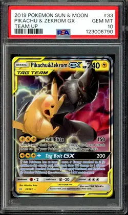 PSA 10 Pikachu & Zekrom GX 33/181 Holo Team Up 2019 Pokemon - Image 1