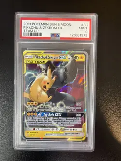 Pokemon 2019 Sun and Moon Team Up Pikachu Zekrom GX Card 33/181 PSA 9 - Image 1