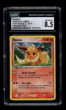2006 POKEMON POP SERIES 3 FLAREON 2/17 COSMOS HOLO RARE CGC 8.5 NM/MINT+ - Image 1