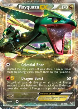 Rayquaza EX - 85/124 - Pokemon Dragons Exalted Black & White Ultra Rare Card LP - Image 1