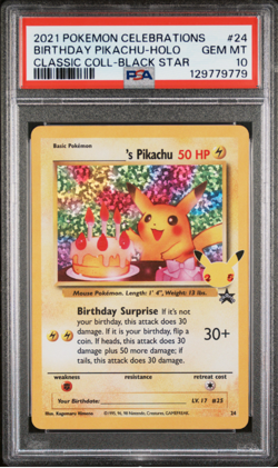 PSA 10 Pokemon Birthday Pikachu Celebrations BlackStar Promo 24ClassicCollection - Image 1