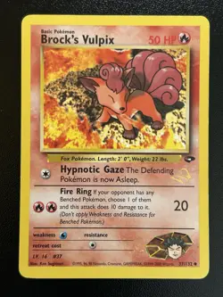 BROCK'S VULPIX W Stamp Pokemon Card - WOTC Promo - Gym Challenge - 37/132 LP (C) - Image 1