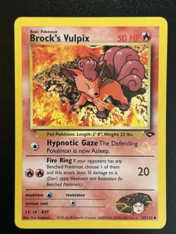 BROCK'S VULPIX W Stamp Pokemon Card - WOTC Promo - Gym Challenge - 37/132 LP (E) - Image 1