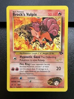 BROCK'S VULPIX W Stamp Pokemon Card - WOTC Promo - Gym Challenge - 37/132 LP (E) - Image 2