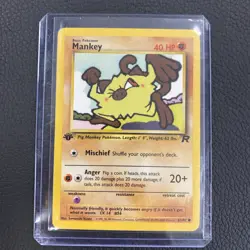 Pokemon Card Mankey #61/82 First Edition Non-Holo Team Rocket - Image 1