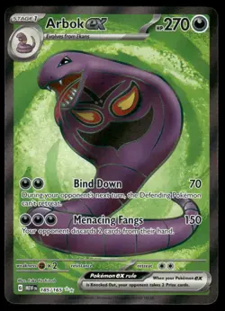 Pokemon Cards Arbok ex 185/165 151 Ultra Rare NM - Image 1