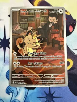 Pokemon TCG Team Rockets Meowth Card 203/182 Destined Rivals - Image 1