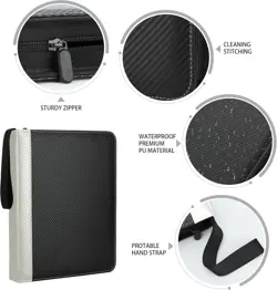 9 Pockets Trading Card Binder Sleeves Card Organizer 900 Double Sided Pocket PU - Image 2