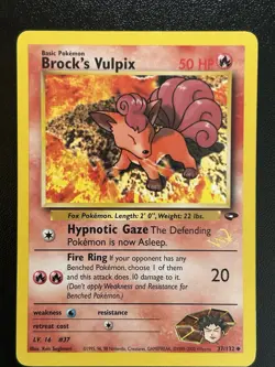 BROCK'S VULPIX W Stamp Pokemon Card - WOTC Promo - Gym Challenge - 37/132 LP (B) - Image 1