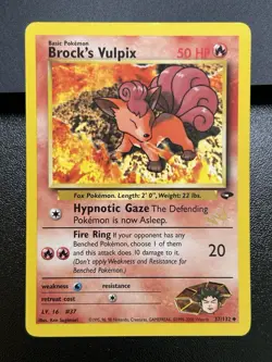 BROCK'S VULPIX W Stamp Pokemon Card - WOTC Promo - Gym Challenge - 37/132 LP (B) - Image 2