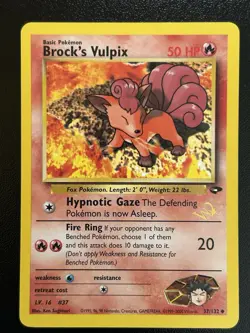 BROCK'S VULPIX W Stamp Pokemon Card - WOTC Promo - Gym Challenge - 37/132 LP (D) - Image 1