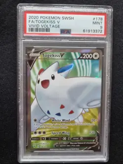 2020 Pokemon Sword & Shield Vivid Voltage 178 Togekiss V Full Art PSA 9 MINT - Image 3