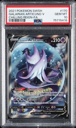 2021 POKEMON SWORD & SHIELD CHILLING REIGN FULL ART/GALARIAN ARTICUNO V PSA 10 - Image 1