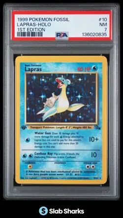 1999 POKEMON FOSSIL 1ST EDITION #10/62 LAPRAS HOLO RARE PSA 7 - Image 1