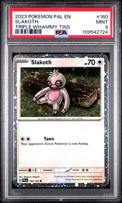 2023 POKEMON PAL EN-PALDEA EVOLVED TRIPLE WHAMMY TIN #160 SLAKOTH PSA 9 - Image 1