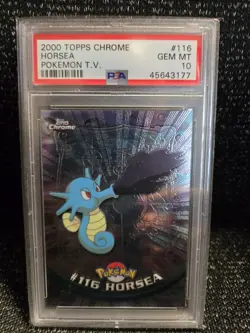 PSA 10 2000 Pokemon Game Topps Chrome Horsea TV Rare Base Series 2 GEM MINT 116 - Image 1