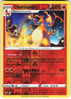 Charizard 025/185 Pokemon SWSH04: Vivid Voltage Reverse Holo Rare LP - Image 1