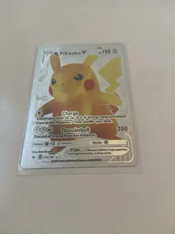 Pikachu V Silver Foil Fan Art Textured Collector Pokemon Card 170/185 HP190 - Image 1