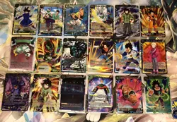18 Dragon Ball Super Card Game Lot, Fighters Ambition Holographic Trading Cards - Image 1