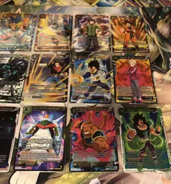 18 Dragon Ball Super Card Game Lot, Fighters Ambition Holographic Trading Cards - Image 3