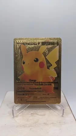 Nintendo Pokemon Pikachu V HP190 Gold Foil Metal Fan Art Card 170/185 - Image 1