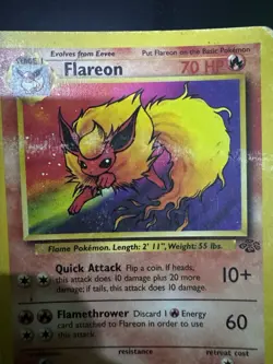 FLAREON Jungle Holo Foil POKEMON 1999 Vintage Trading Card 3/64 TCG - Image 2