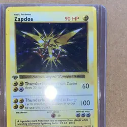 Mint-NM Zapdos Pokemon TCG Base Set Basic Holo Card 16/102 , 1st Edition 1999 - Image 1