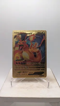 Pokemon Interlaced Flames Charizard V Gold Metal Foil Card LV. 92 HP 522 Fan Art - Image 1