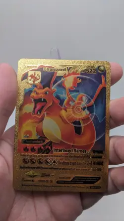Pokemon Interlaced Flames Charizard V Gold Metal Foil Card LV. 92 HP 522 Fan Art - Image 3