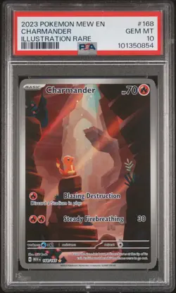 2023 POKEMON MEW EN-151 ILLUSTRATION RARE #168 CHARMANDER PSA 10 - Image 1
