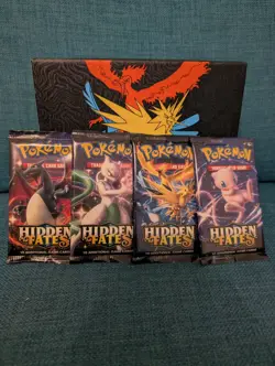 Pokemon Hidden Fates Booster Pack x4 Complete Art Set - Factory Sealed - Image 1