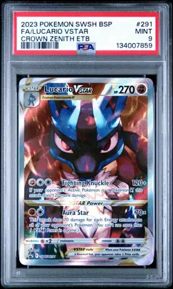 PSA 9 LUCARIO VSTAR SWSH291 BLACK STAR PROMO CROWN ZENITH ETB POKEMON 😍 - Image 1