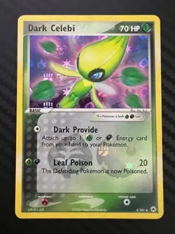Pokemon TCG Dark Celebi 4/101 EX Hidden Legends Reverse Holo Rare LP - Image 1
