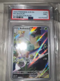 Pokemon 2024 SCR en Bulbasaur Illustration Rare #143 PSA 9 - Image 1